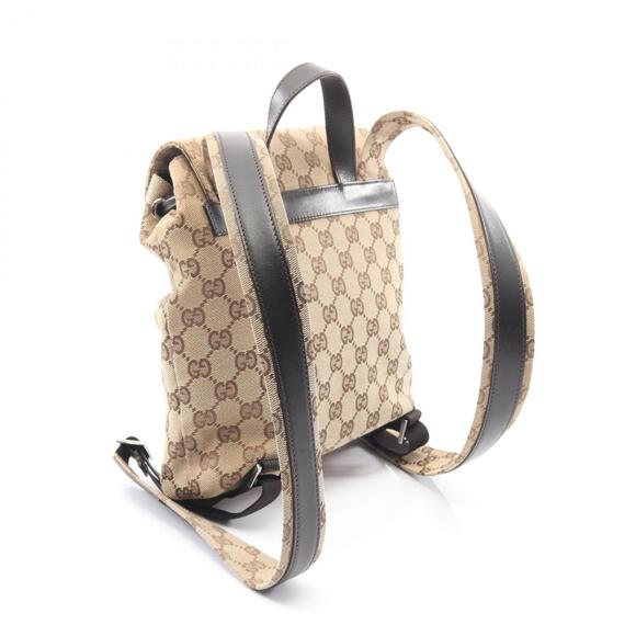 Gucci GG Canvas Backpack, and Leather, Women's, Beige Brown, 003 0242 - Picture 2 of 10